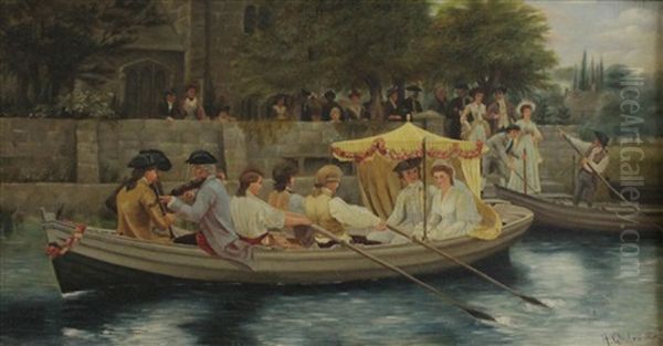 Wedding Scene Oil Painting by Henry Gillard Glindoni