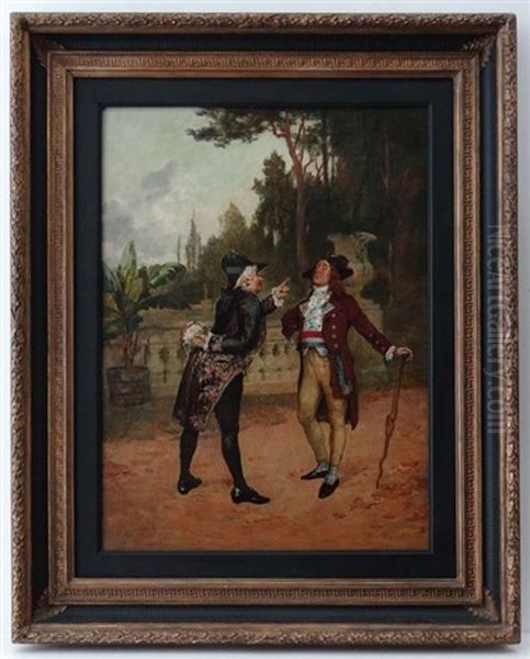 The Rivals, A French Revolutionary And An Aristocrat Oil Painting by Henry Gillard Glindoni