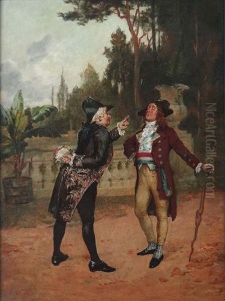 The Rivals, A French Revolutionary And An Aristocrat Oil Painting by Henry Gillard Glindoni