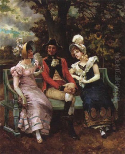 Flirting Oil Painting by Henry Gillard Glindoni