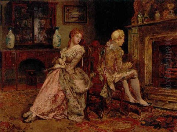 An Attentive Glance Oil Painting by Henry Gillard Glindoni