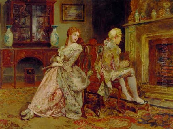 An Attentive Glance Oil Painting by Henry Gillard Glindoni