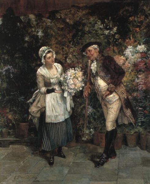 The Flower-girl Oil Painting by Henry Gillard Glindoni