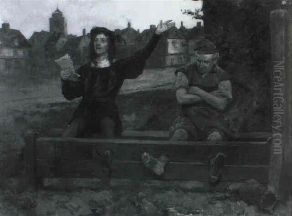 In The Stocks Oil Painting by Henry Gillard Glindoni