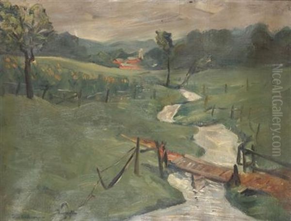 Country Landscape With A Brook In The Foreground by Henry J. Glintenkamp