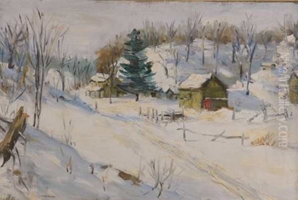 Winter Landscape With Spruce Oil Painting by Henry J. Glintenkamp