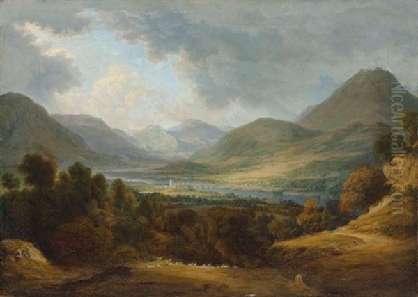 View Of Llangollen, Wales Oil Painting by John Glover