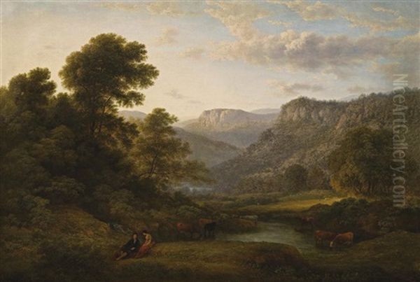 View At Matlock, Derbyshire Oil Painting by John Glover