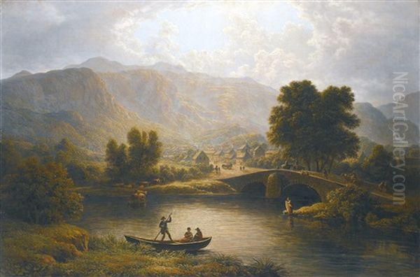 A View Of Keswick, In The Lake District, Cumberland Oil Painting by John Glover