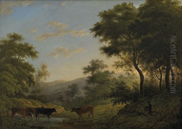 Landscape With Cattle Oil Painting by John Glover