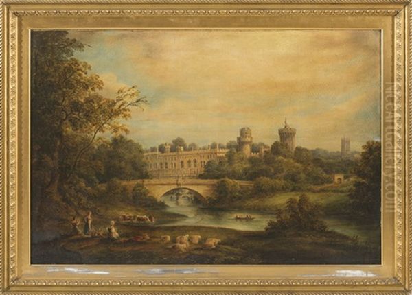 View Of Warwick Castle Oil Painting by John Glover