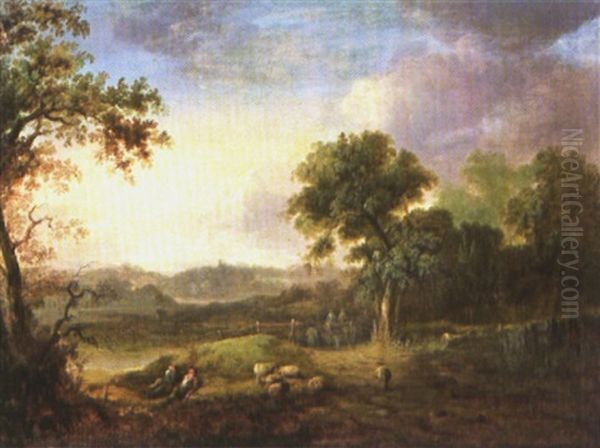 Landscape With Figures Oil Painting by John Glover