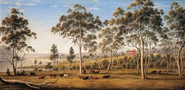 House On The Derwent, Van Diemen's Land Oil Painting by John Glover