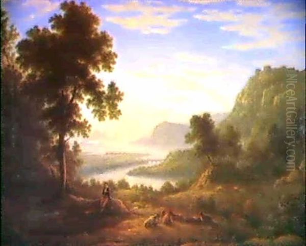 Idyllic Landscape Oil Painting by John Glover