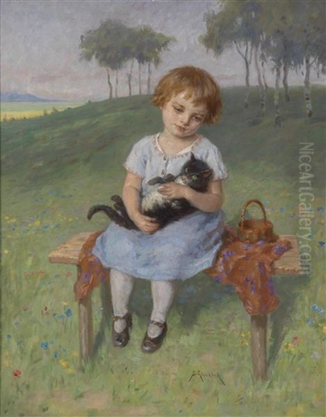 Madchen Mit Einer Katze Oil Painting by Simon Gluecklich