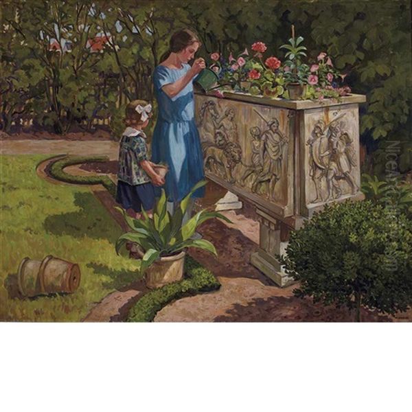 In The Garden Oil Painting by Wilfred Glud