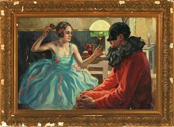 Preparing The Masked Ball Oil Painting by Wilfred Glud