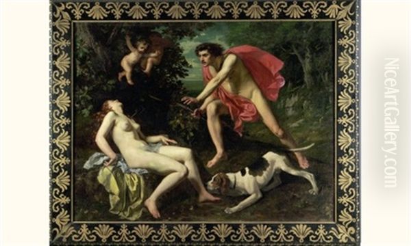 Cephale Et Procris (+ Ovide, Metamorphoses; 2 Works) Oil Painting by Eugene Louis Theodore Glueck