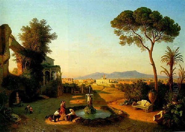 Bucht Bei Sorrent Oil Painting by Johann Georg Gmelin