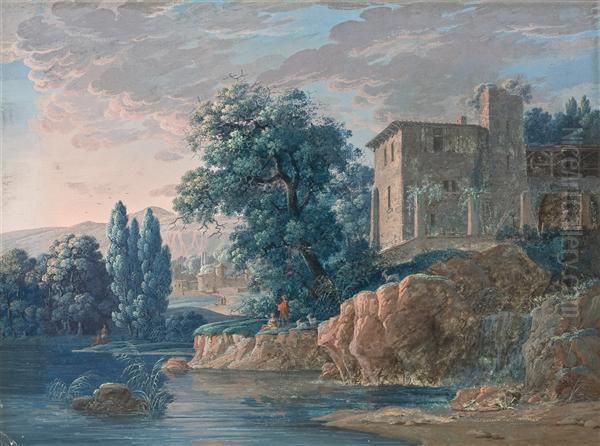 Le Long D'une Riviere Oil Painting by Louis, Baron Bacler D Albe