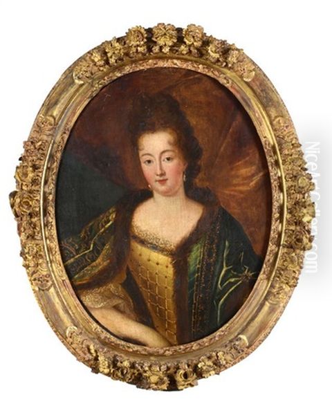 Portrait De Jeune Femme En Manteau Borde De Fourrure Oil Painting by Pierre Gobert