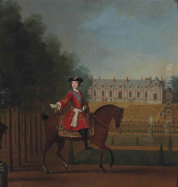 Portrait Equestre Du Jeune Louis Xv (1710-1774) Oil Painting by Pierre Gobert