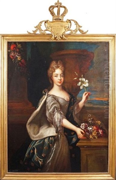 Portrait De Maire-adelaide De Savoie, Duchesse De Bourgogne Oil Painting by Pierre Gobert