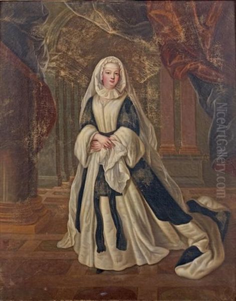 Portrait De Louise Francoise De Bourbon, Princesse De Conde, En Tenue De Veuve Oil Painting by Pierre Gobert