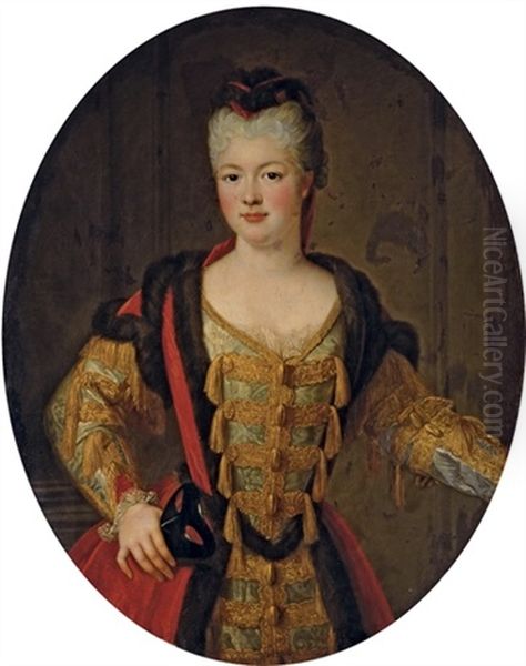 Portrait De Louise-adelaide De Bourbon-conti, Dite Mademoiselle De La Roche-sur-yon, En Habit De Bal Oil Painting by Pierre Gobert