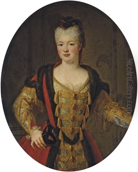 Portrait De Louise-adelaide De Bourbon-conti, Dite Mademoiselle De La Roche-sur-yon, En Habit De Bal Oil Painting by Pierre Gobert