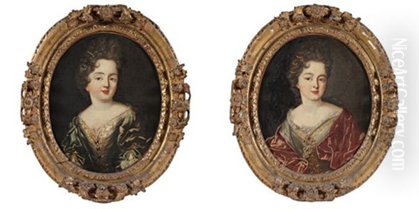 Portrait De Madame De Vantadour (+ Portrait De Madame Sa Soeur; 2 Works) Oil Painting by Pierre Gobert