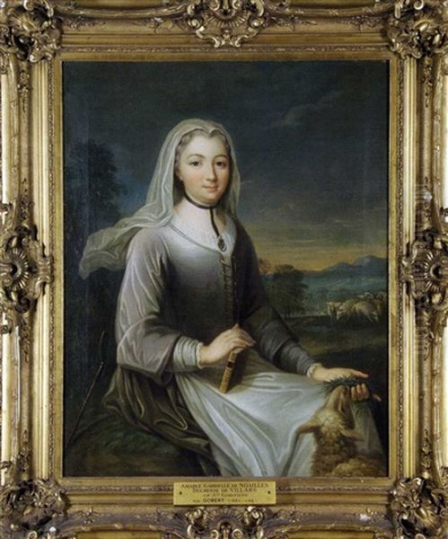 Portrait De Amable Gabrielle De Noailles, Duchesse De Villards En Sainte Agnes Oil Painting by Pierre Gobert