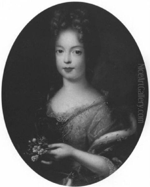 Portrait De Marie Adelaide De Savoie, Duchesse De Bourgogne Oil Painting by Pierre Gobert