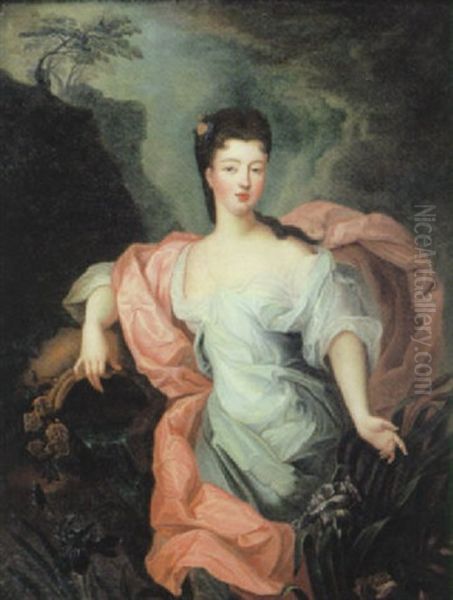 Portrait De Louise D'orleans, Princesse De Conti, Fille Du Regent, En Source Oil Painting by Pierre Gobert