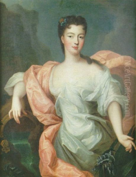 Portrait De Louise-diane D'orleans, Princesse De Conti En Iris Oil Painting by Pierre Gobert