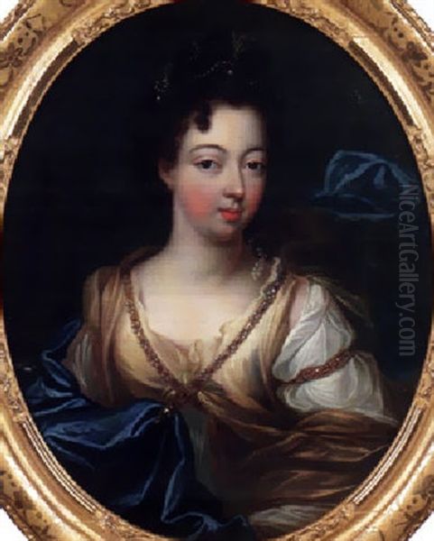 Madame D'orleans, Duchesse De Modena In Blauem Umhang Oil Painting by Pierre Gobert