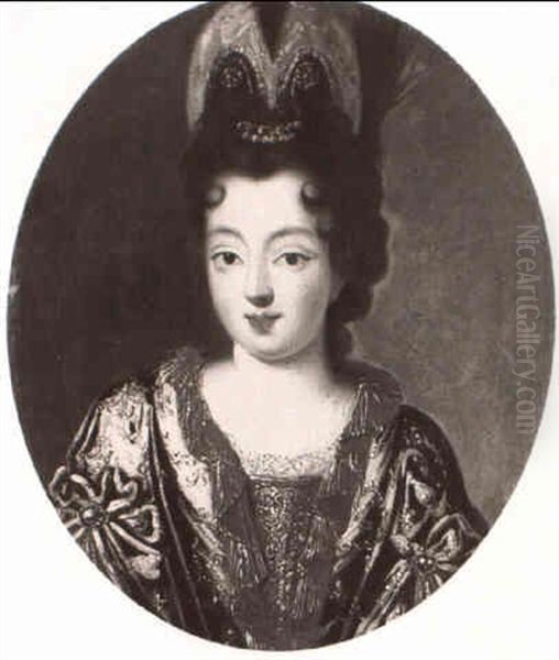 Portrait De La Duchesse De Valentinois, De Buste, Portant   Une Robe Brodee Oil Painting by Pierre Gobert