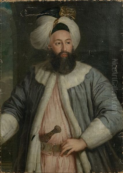 Portrait De L'ambassadeur Ottoman Yirmisekiz Tchelebi Mehmed Efendi Oil Painting by Pierre Gobert