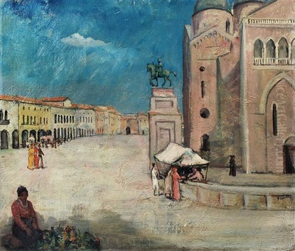 Piazza Del Santo In Padua Oil Painting by Bernard Gobiet