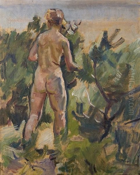 Nude At The Seaside Oil Painting by Bernard Gobiet