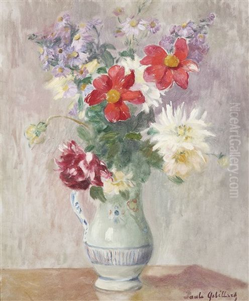 Nature Morte Au Pichet Empli De Fleurs Oil Painting by Paule Gobillard