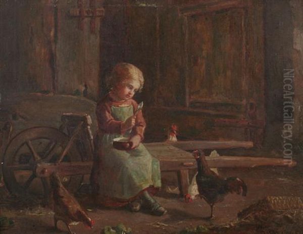 Barnyard Repast Oil Painting by Henry Bacon