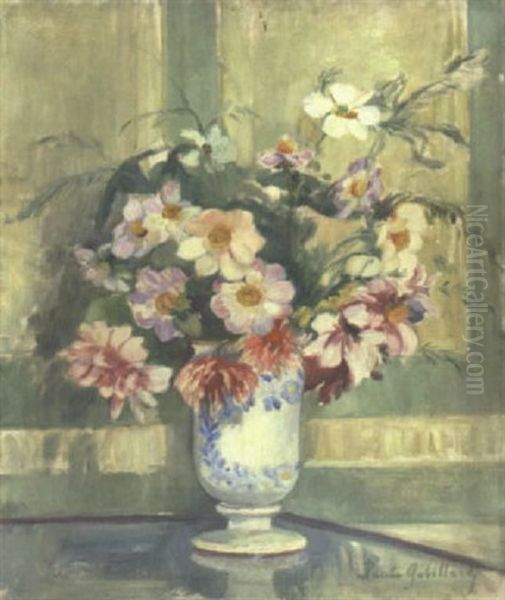 Vase De Dahlias Oil Painting by Paule Gobillard