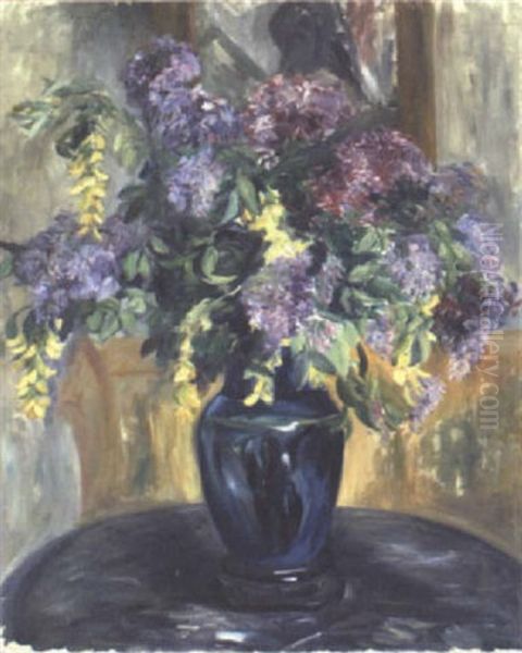 Vase De Lilas Oil Painting by Paule Gobillard