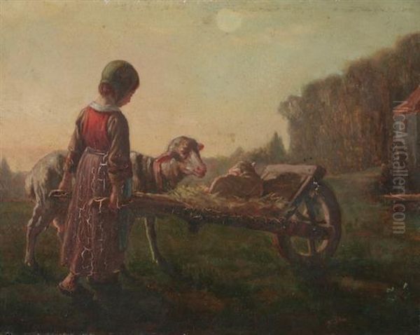 The Pet Lamb Oil Painting by Henry Bacon