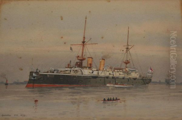 Hms Galatea; Hms Iron Duke Oil Painting by Henry Bacon