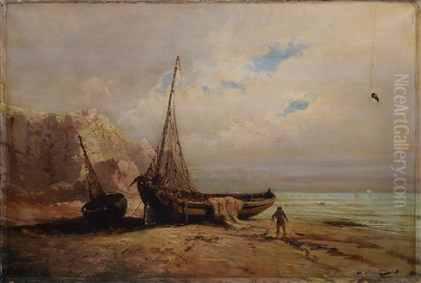 Pecheurs Et Embarcation Oil Painting by Alfred Godchaux