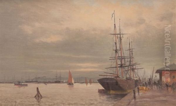 Bateau A Quai Oil Painting by Alfred Godchaux