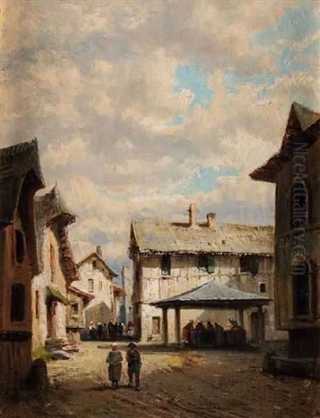 Scenes De Village (2 Works) Oil Painting by Alfred Godchaux