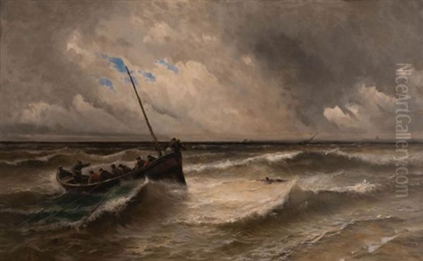 Le Sauvetage En Mer Pendant La Tempete Oil Painting by Alfred Godchaux